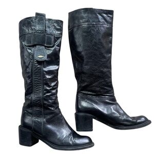 Chloé Black Leather Tall High Riding Boots Size 39